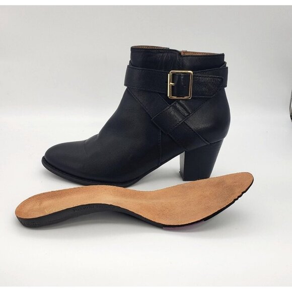 VIONIC Women 7 Black Leather Trinity Arch Support Comfort Ankle Moto Buckle Boot - Picture 14 of 16